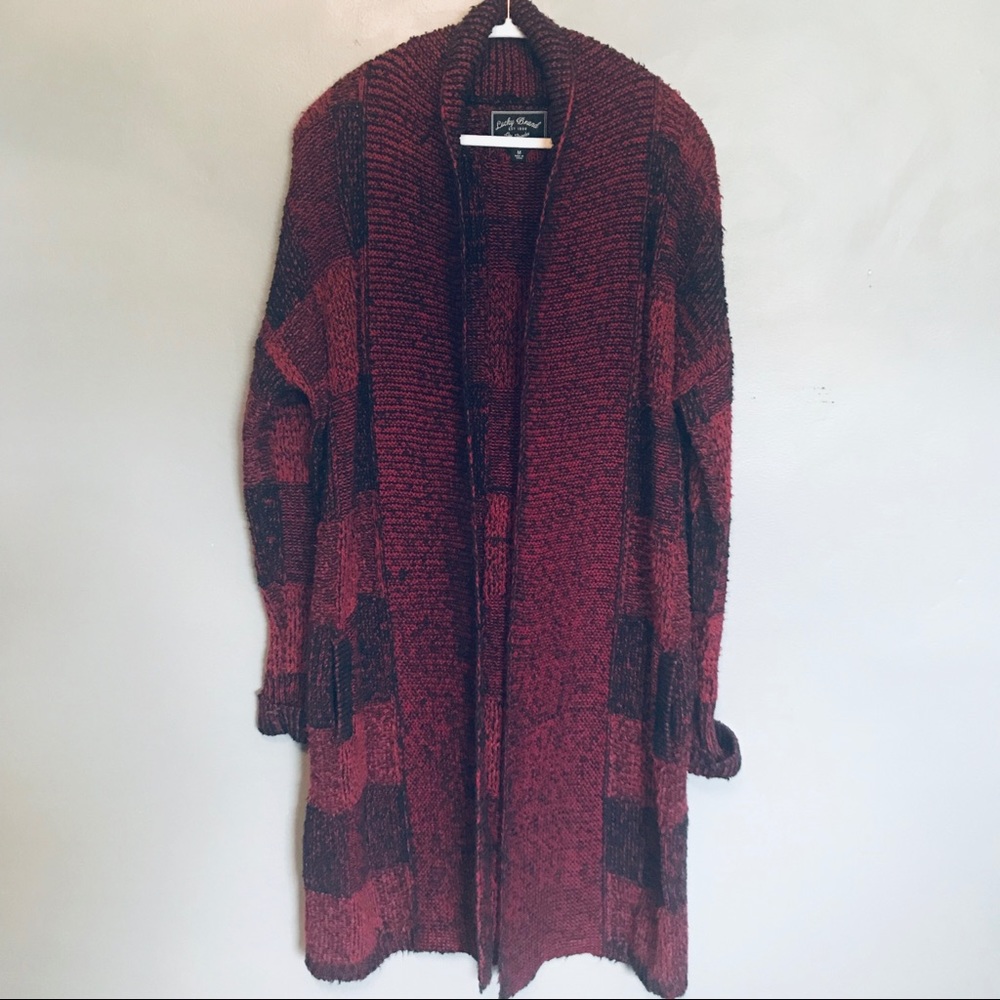 Lucky Brand plaid midi length cardigan